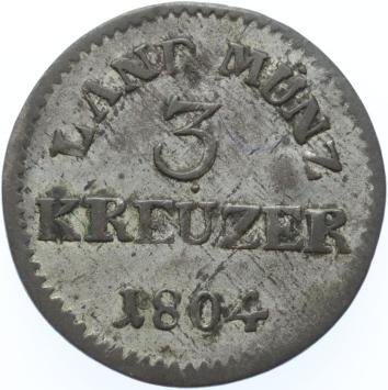 German states Hesse-Darmstadt 3 Kreuzer 1804  silver A.XF