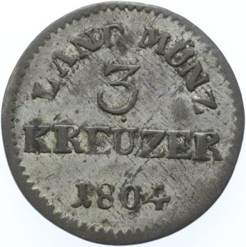 German states Hesse-Darmstadt 3 Kreuzer 1804  silver A.XF