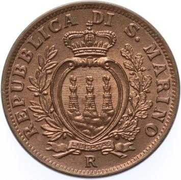 San Marino  10 Centesimi 1937  copper BU