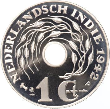 Replica Nederlands Indië 1 Cent 1942 in Zilver