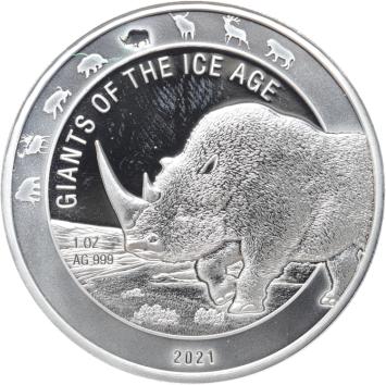 Ghana Woolly Rhino 2021 1 ounce silver