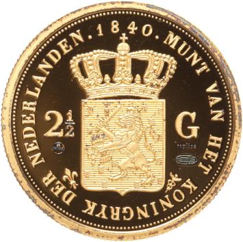 Replica 2 1/2 Gulden 1840 in Verguld Zilver