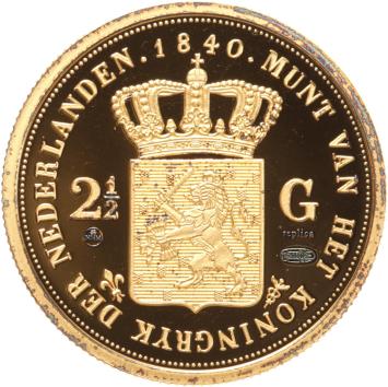 Replica 2 1/2 Gulden 1840 in Verguld Zilver