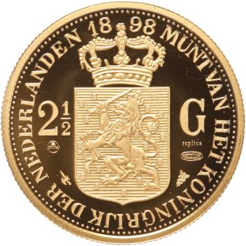 Replica 2 1/2 Gulden 1898 in Verguld Zilver