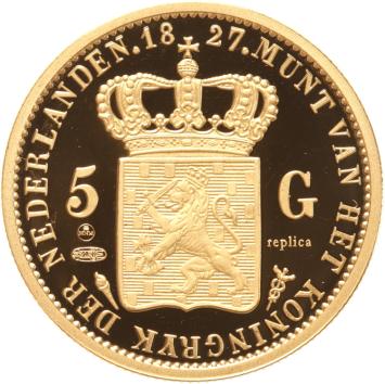Replica 5 Gulden goud 1827 in Verguld Zilver