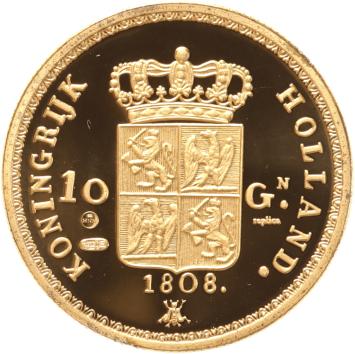 Replica 10 Gulden goud 1808 in Verguld Zilver