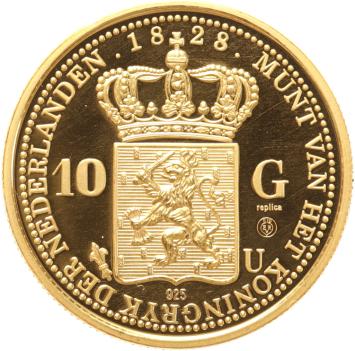 Replica 10 Gulden goud 1828 in Verguld Zilver