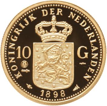 Replica 10 Gulden goud 1898 in Verguld Zilver
