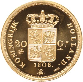 Replica 20 Gulden 1808 Lodewijk Napoleon in Verguld Zilver