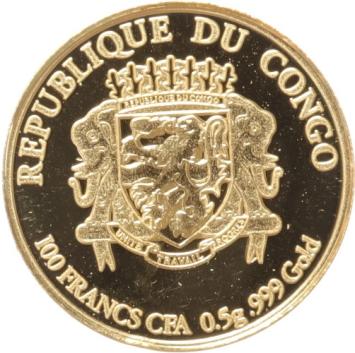 Congo-Brazzaville 100 Francs gold 2016 30 years Eagle proof