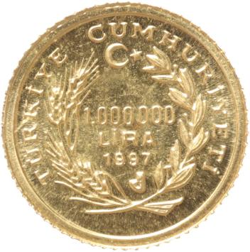 Turkey 1.000.000 Lira gold 1997 King of Lydia proof