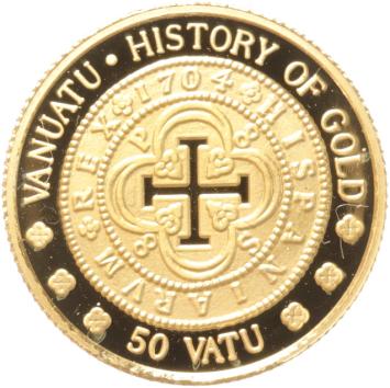 Vanuatu 50 Vatu gold 1998 History of Gold proof
