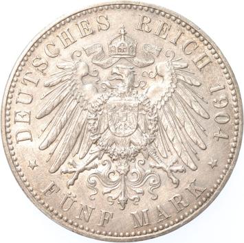 German states Mecklenburg 5 mark 1904 A silver VF+