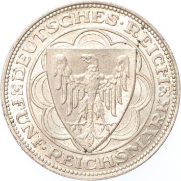 Germany Weimar Bremerhaven 5 mark 1927 A silver BU