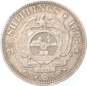 South Africa Paul kruger 2 1/2 Shilling 1895  silver VF