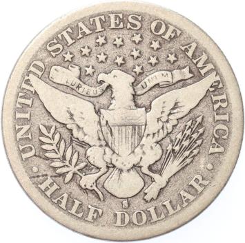 USA Barber half 1/2 Dollar 1897 S silver F-