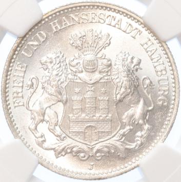 German States Hamburg 2 mark 1904 J silver BU
