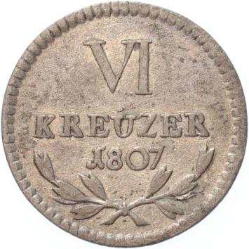 German states Baden 6 Kreuzer 1807  silver XF