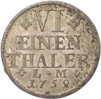 German states Brunswick Wolfenbuttel 1/6 Thaler 1759 ACB silver UNC