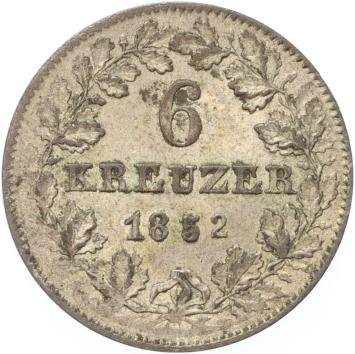 German states Frankfurt  6 Kreuzer 1852  silver UNC