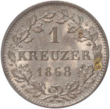 German states Hesse-Darmstadt Kreuzer 1868  silver BU