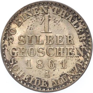 German States Prussia 1 Groschen silver 1861A BU