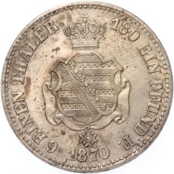 German states Saxony-Albertine 1/6 Thaler 1870 A silver XF/AU