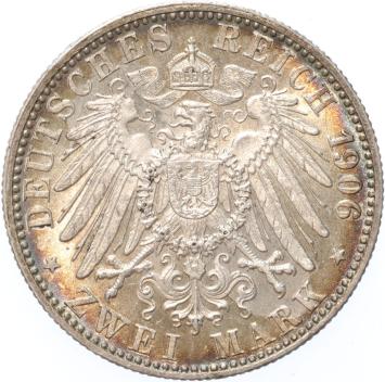 German States Wurttemberg 2 mark 1906 F silver BU