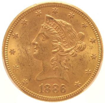 USA 10 Dollars 1886s PCGS MS62