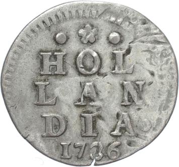Holland Dubbele wapenstuiver 1736