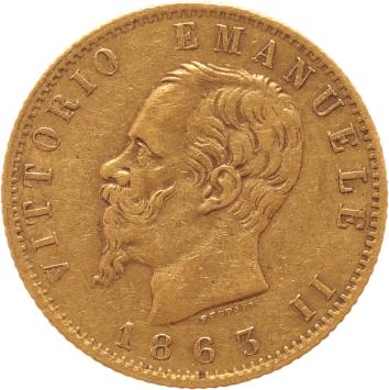 Italy 20 lire 1863