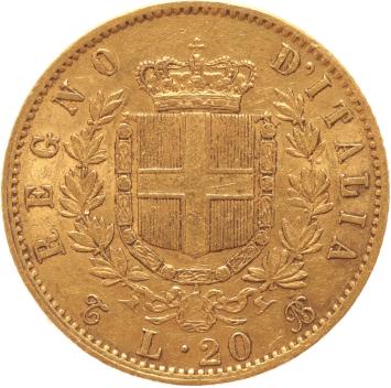Italy 20 lire 1863