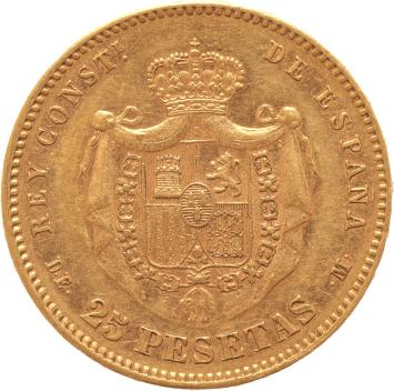 Spain 25 pesetas 1878