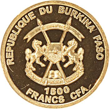 Burkina Faso 1500 Francs gold 2015 60 year Miffy proof