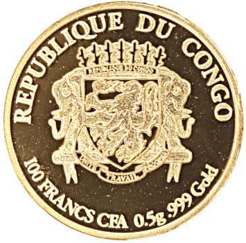 Congo-Brazzaville 100 Francs gold 2015 Mont St. Michel proof