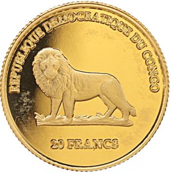 Congo Democratic Republic  20 Francs gold 2000 African Art proof
