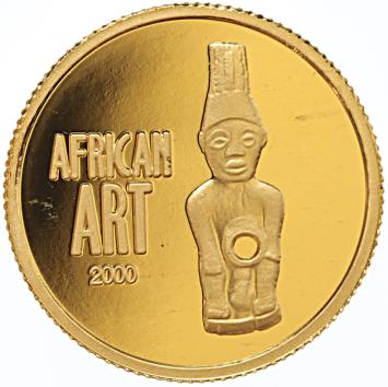 Congo Democratic Republic  20 Francs gold 2000 African Art proof
