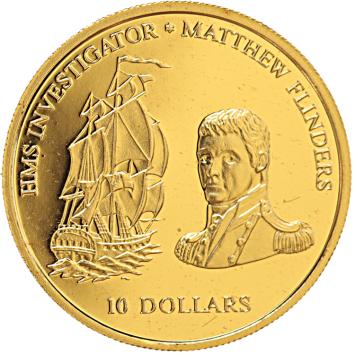 Fiji Islands 10 Dollars gold 2002 Matthew Flinders proof