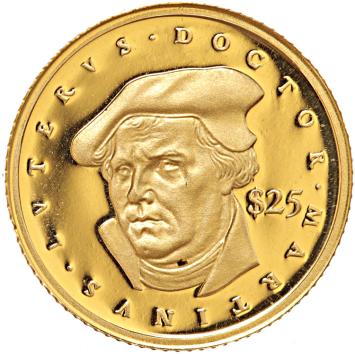 Liberia 25 Dollars gold 2000 Martinus Luterus proof