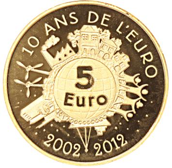 Frankrijk 5 Euro gold 2012 10 Jaar Euro proof