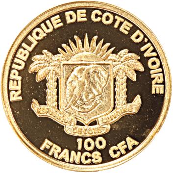 Ivory Coast 1500 Francs gold 2016 Angkar Wat proof