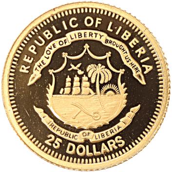 Liberia 25 Dollars gold 2005 Benedictus XVI proof