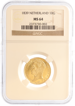 10 Gulden Gold 1839 FDC MS 64