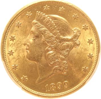 USA 20 dollars 1899s PCGS AU58