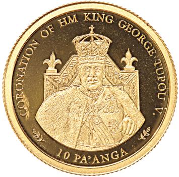 Tonga 10 Pa'anga gold 2008 King George Tupou V proof