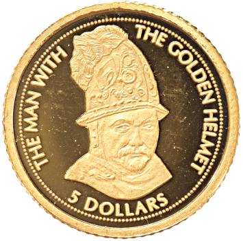 Cook Islands 5 Dollar gold 2009 Man with helmet proof