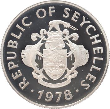 Seychelles 100 Rupees White-tailed Tropic Bird 1978 silver Proof