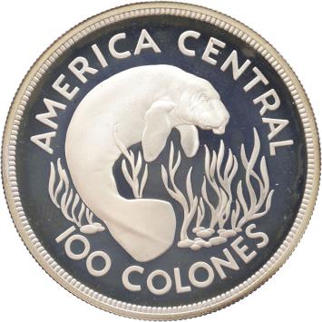 Costa Rica 100 1974 Colones Manatee silver Proof