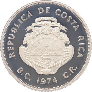 Costa Rica 100 1974 Colones Manatee silver Proof