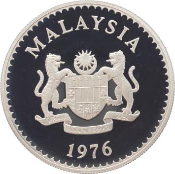 Malaysia 25 Ringgit Hornbill 1976 silver Proof